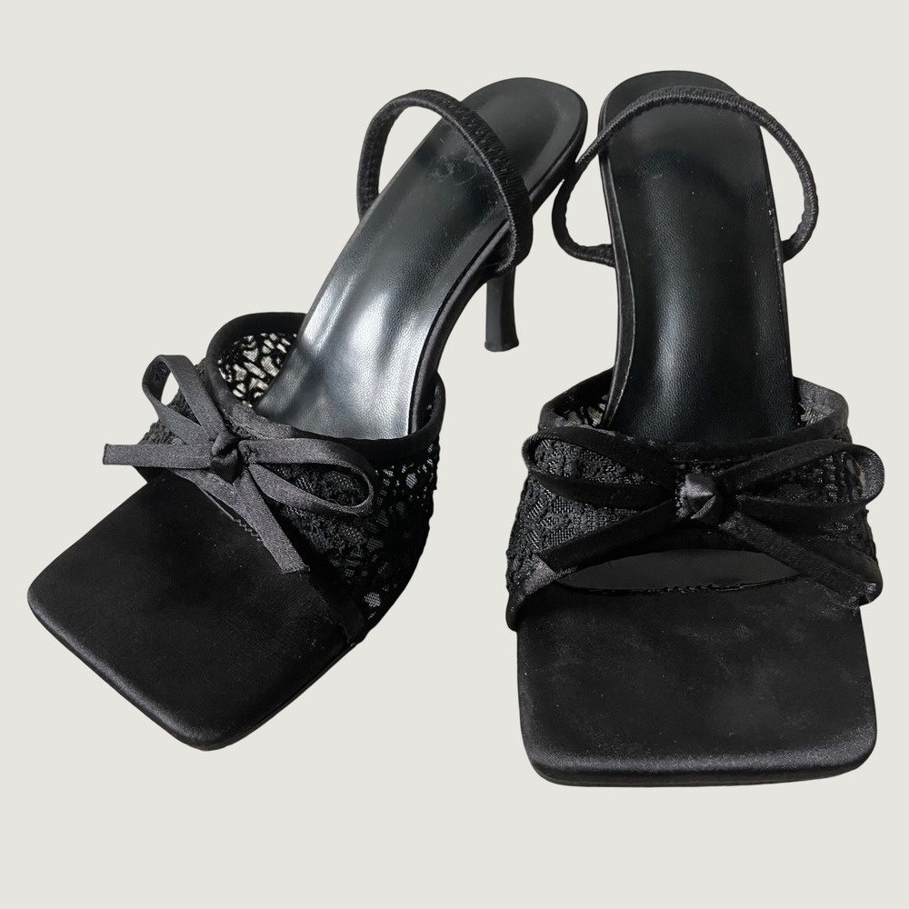 Gothic Romantic Coquette Black Lace Square Toe Heels (fits like 8-8.5)